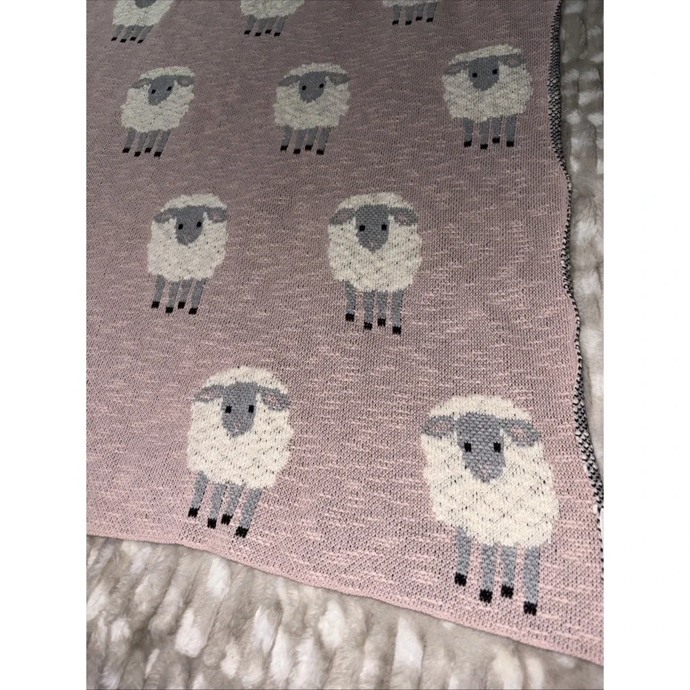 100% Cotton Baby Blanket Pink Sheep Print 33